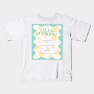 Hello Sunshine yellow and teal Danish Pastel Dorm Room Kids T-Shirt